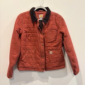RARE Vintage Carhartt Womens Jacket Small Lined Quilted Sandstone Brick Red